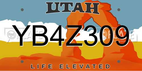 YB4Z309 Utah License Plate