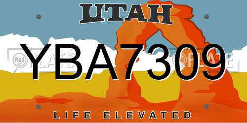 YBA7309 Utah License Plate