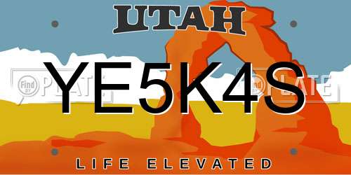 YE5K4S Utah License Plate