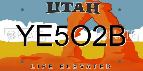 YE5O2B Utah License Plate