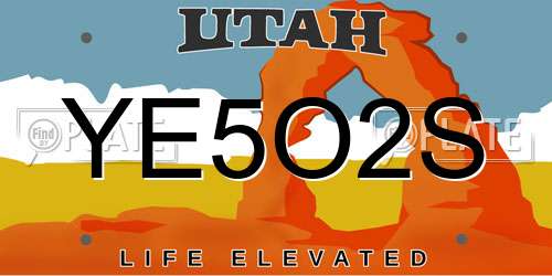 YE5O2S Utah License Plate