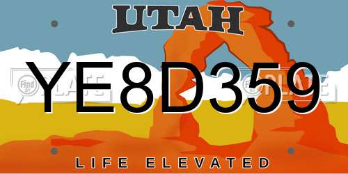 YE8D359 Utah License Plate