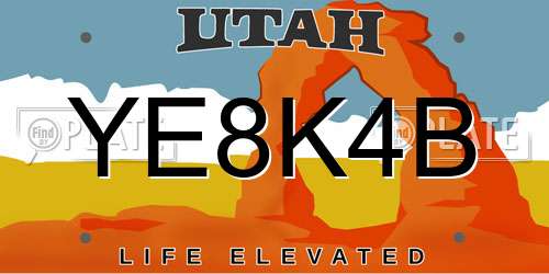 YE8K4B Utah License Plate