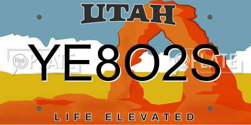 YE8O2S Utah License Plate