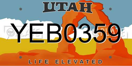 YEB0359 Utah License Plate