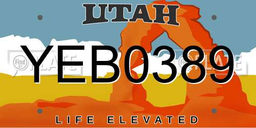 YEB0389 Utah License Plate