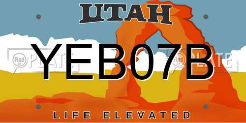 YEB07B Utah License Plate