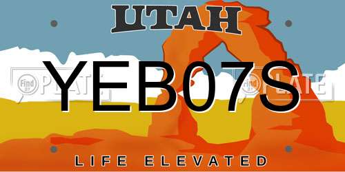 YEB07S Utah License Plate