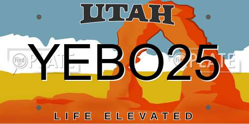 YEBO25 Utah License Plate