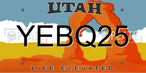 YEBQ25 Utah License Plate