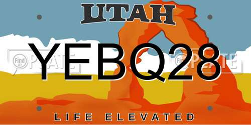 YEBQ28 Utah License Plate