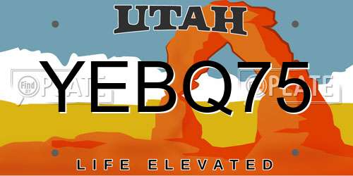 YEBQ75 Utah License Plate