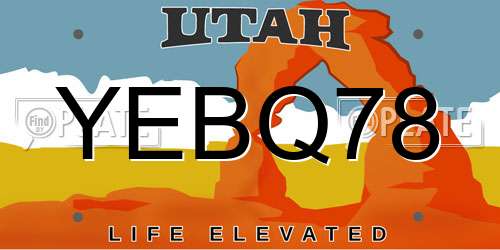 YEBQ78 Utah License Plate