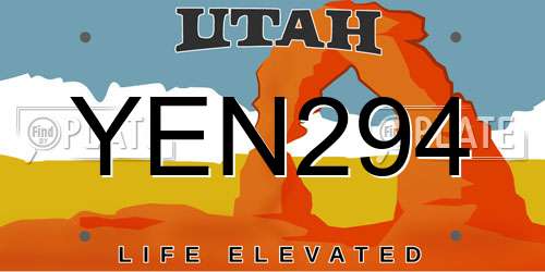 YEN294 Utah License Plate