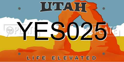 YES025 Utah License Plate