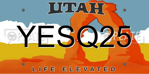 YESQ25 Utah License Plate