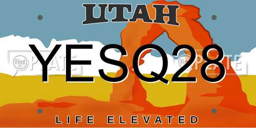YESQ28 Utah License Plate