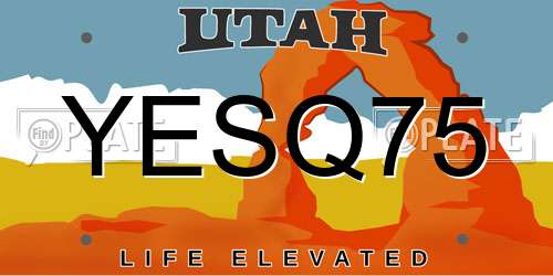 YESQ75 Utah License Plate