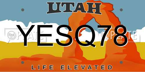 YESQ78 Utah License Plate