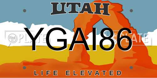 YGAI86 Utah License Plate