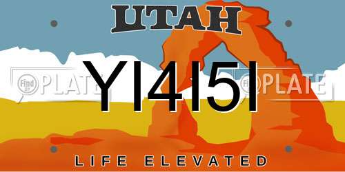 YI4I5I Utah License Plate