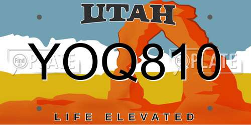 YOQ810 Utah License Plate