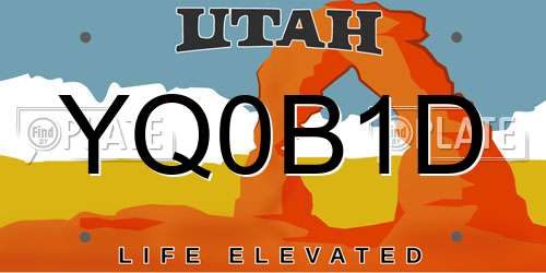 YQ0B1D Utah License Plate