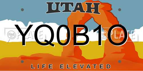 YQ0B1O Utah License Plate