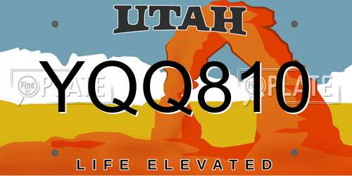 YQQ810 Utah License Plate