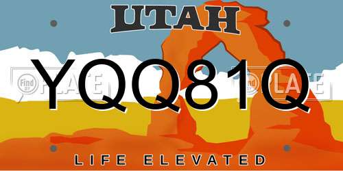 YQQ81Q Utah License Plate