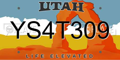 YS4T309 Utah License Plate