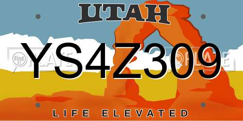 YS4Z309 Utah License Plate