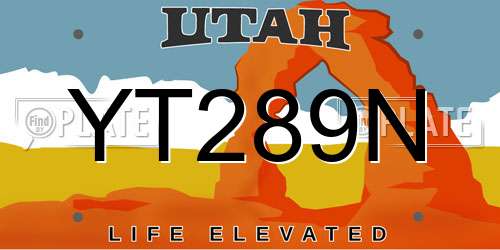 YT289N Utah License Plate