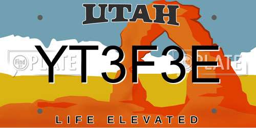 YT3F3E Utah License Plate