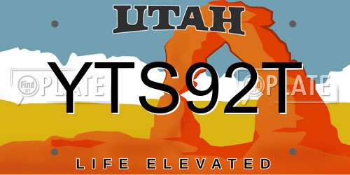 YTS92T Utah License Plate