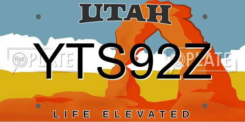 YTS92Z Utah License Plate
