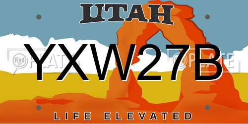 YXW27B Utah License Plate