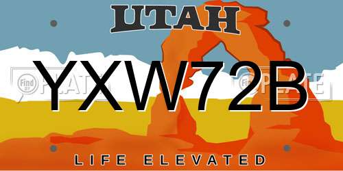 YXW72B Utah License Plate