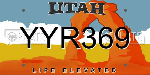 YYR369 Utah License Plate