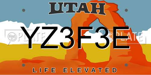 YZ3F3E Utah License Plate