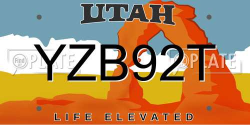YZB92T Utah License Plate