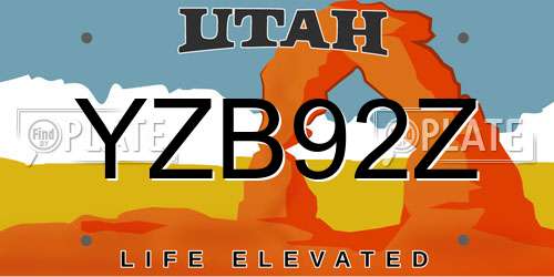 YZB92Z Utah License Plate