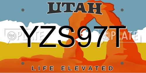 YZS97T Utah License Plate