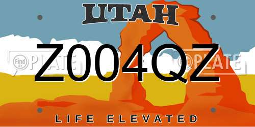 Z004QZ Utah License Plate