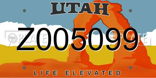Z005099 Utah License Plate