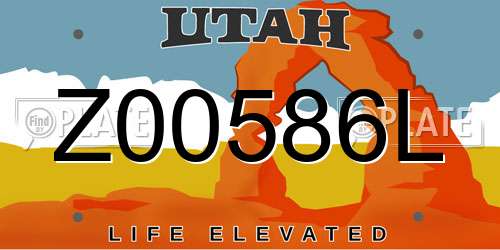 Z00586L Utah License Plate