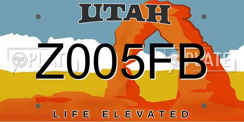 Z005FB Utah License Plate