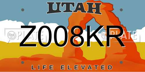 Z008KR Utah License Plate