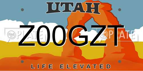 Z00GZT Utah License Plate