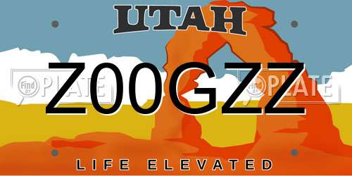 Z00GZZ Utah License Plate